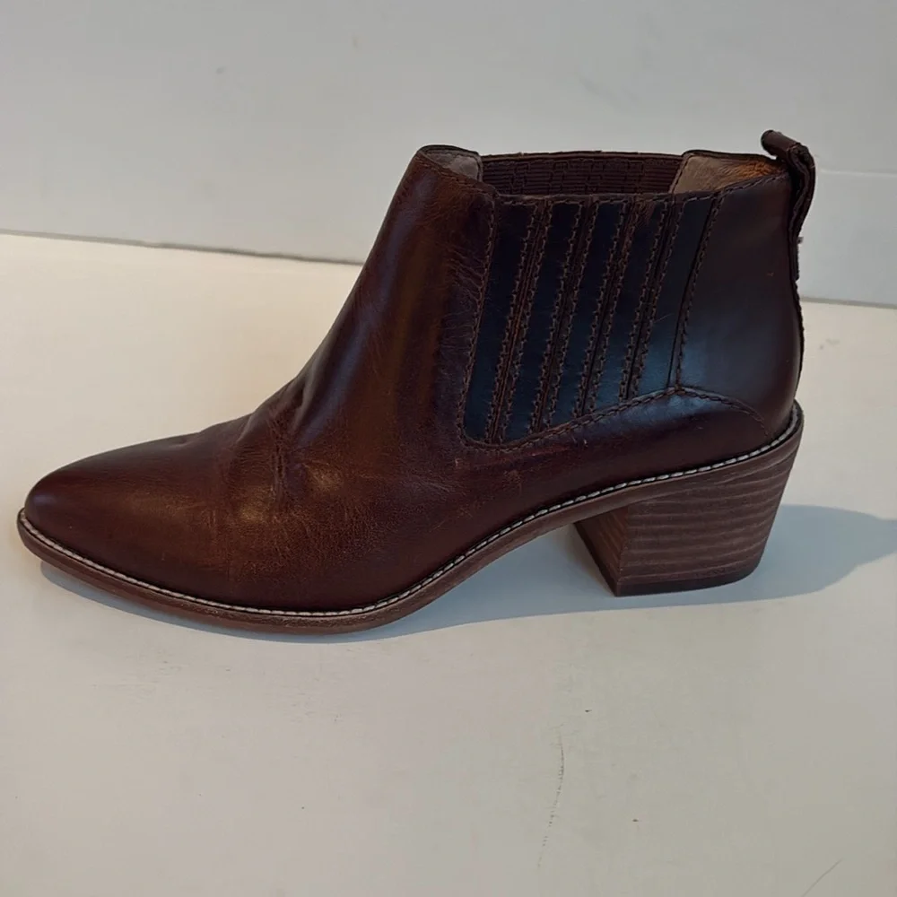 Madewell Bonham bootie ankle cowboy boots brown stacked heel size 7
